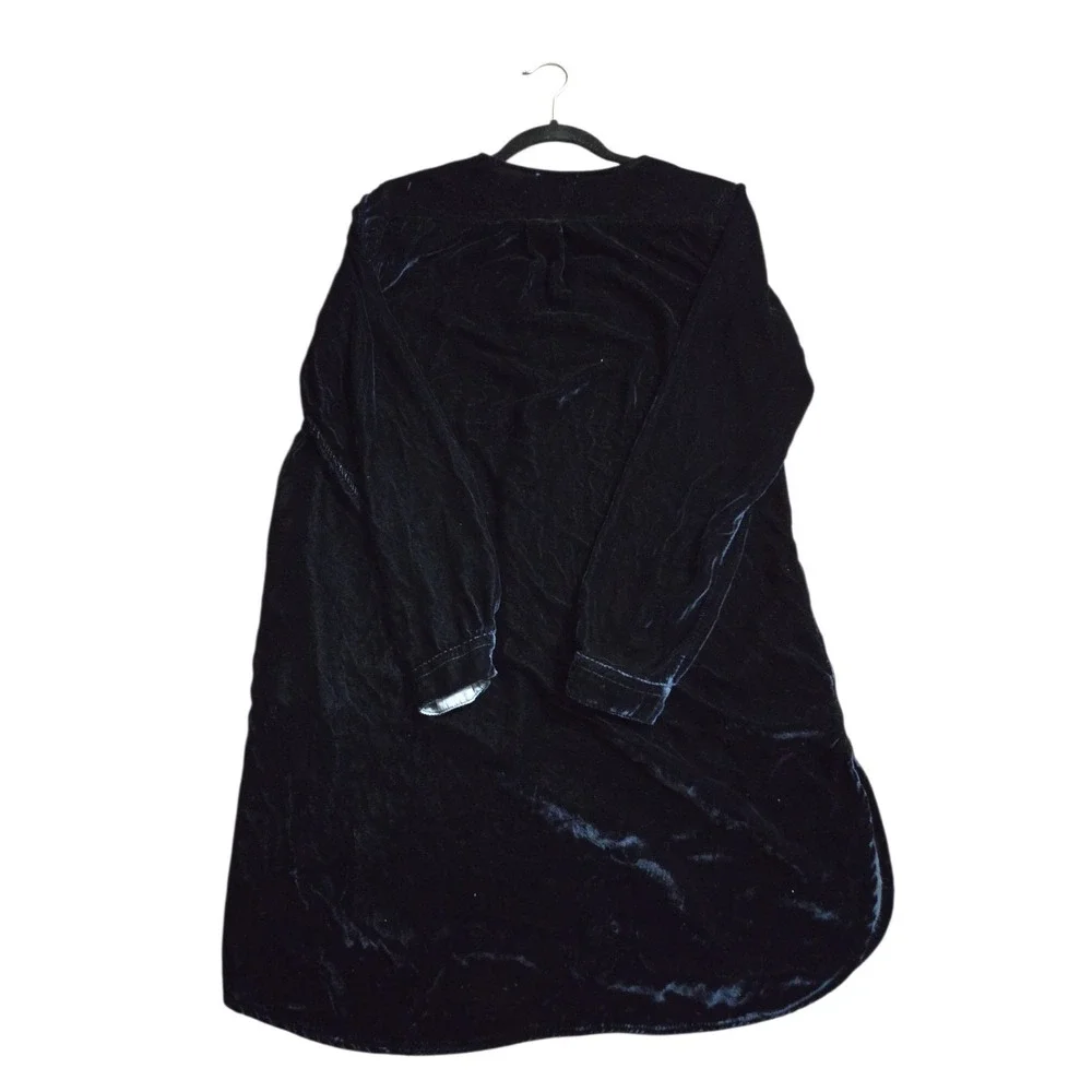 Free People X CP Shades Jacey Blue Velvet Part Silk Tunic Dress‎ Pockets Size S